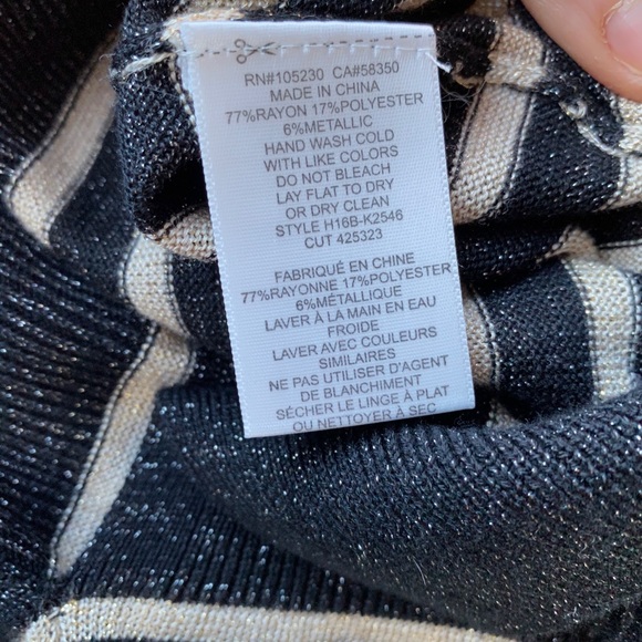 Joie Black Gold Emere Striped Shimmer Sweater - Picture 2 of 8